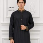 Black  cotton embroidery { Code 502 }