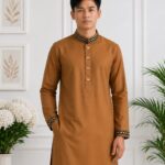 Brown Indian Cotton Embroidery { Code 504 ]