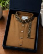 Brown Indian Cotton Embroidery { Code 504 ] - Image 2