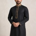 Code-302-Black-সূতি এমব্রয়ডারি পান্জাবি
