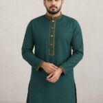 Code-303-Green-সূতি এমব্রয়ডারি পান্জাবি