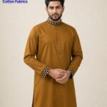 Code-704-Golden-সূতি এমব্রয়ডারি পান্জাবি